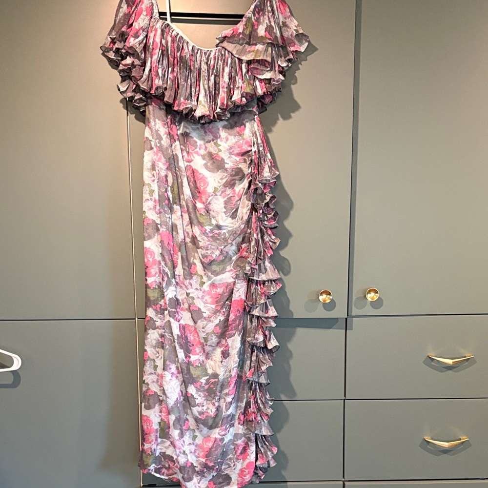 Hutch Pink and Gray Floral Maxi Dress